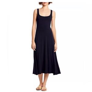 Michael Stars Willow Fit-and-Flare Black Midi Dress